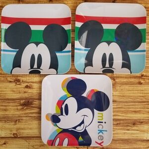 Disney Store Mickey Mouse Melamine Dinnerware Plate Set Summer Plastic Large